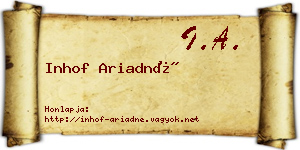 Inhof Ariadné névjegykártya